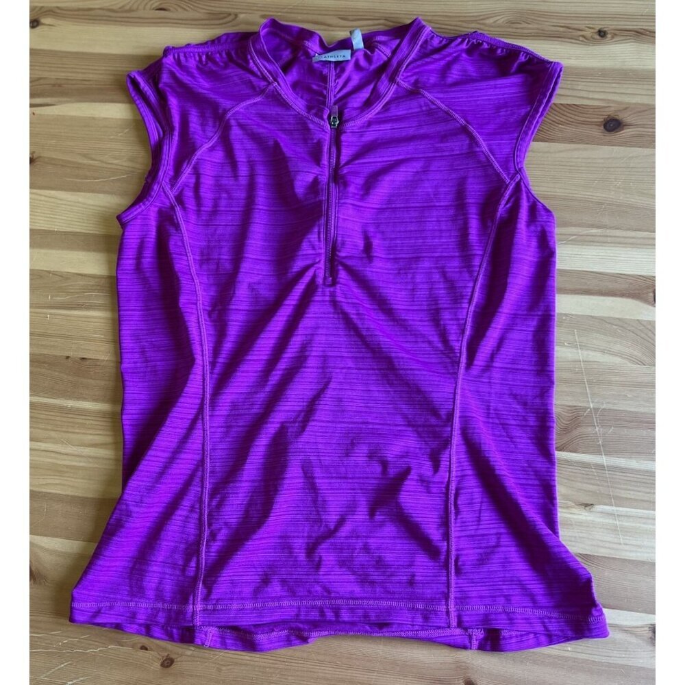 Athleta Women’s Sleeveless Quarter Zip Active Top Size L – Magenta, Back Pocket